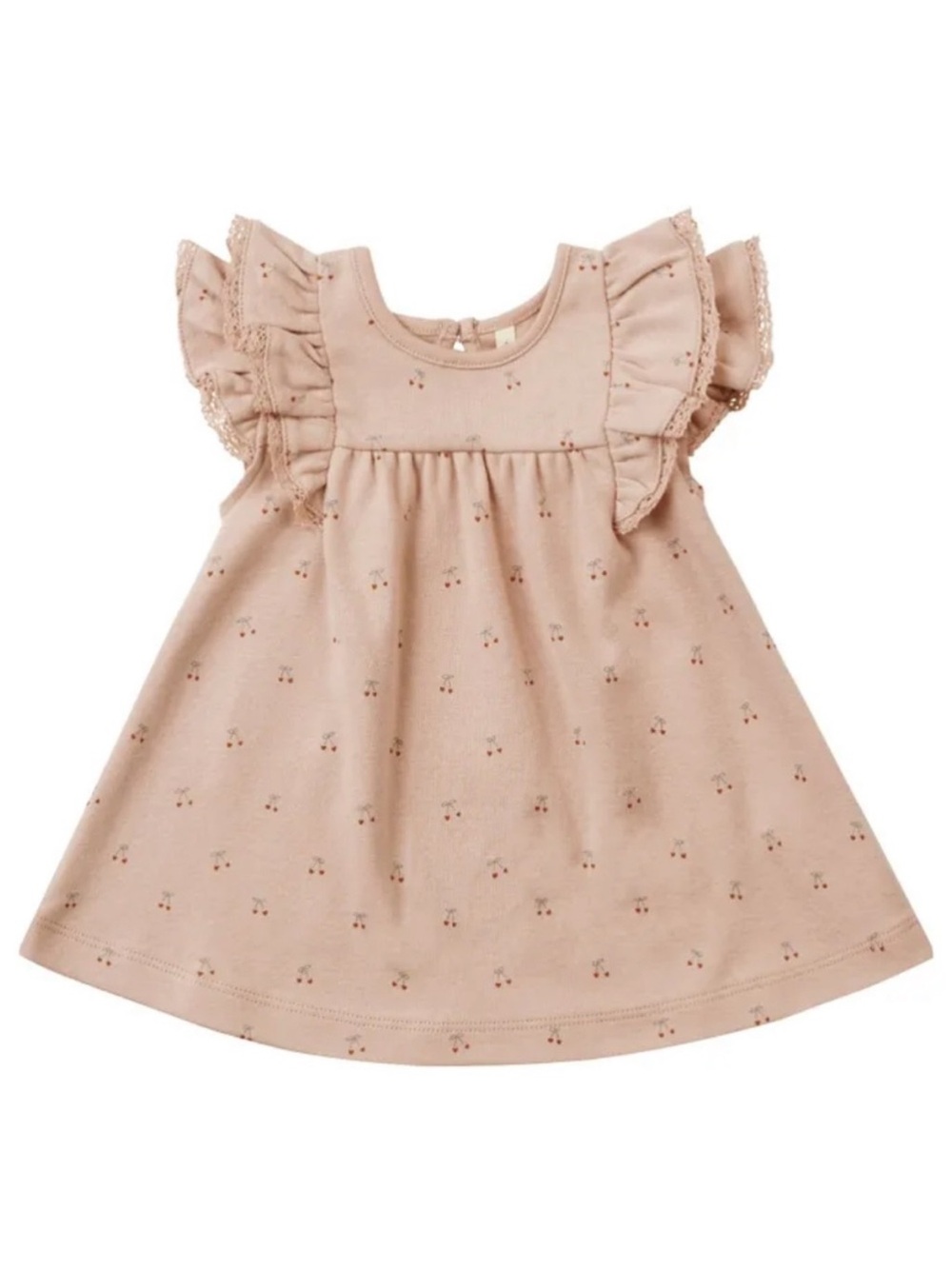 Quincy Mae Organic Cotton Baby Girl Dress | Pink Cherry Print | 12-18 Months